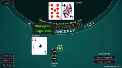 Screenshot of Player vs. Dealer Blackjack